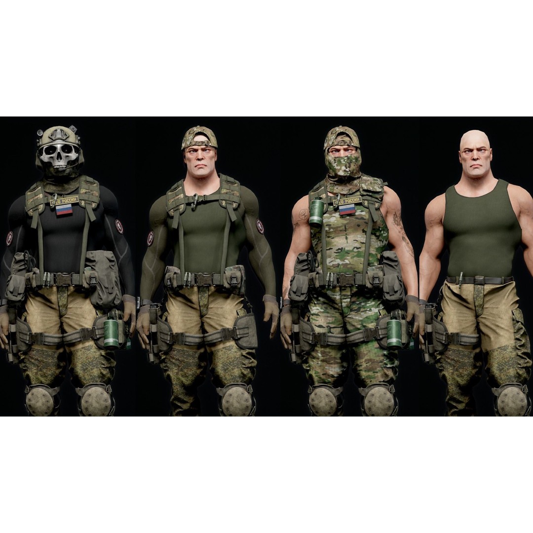 Modular Russian Soldier 3D Model – Low Poly Game Asset, FBX - View 15