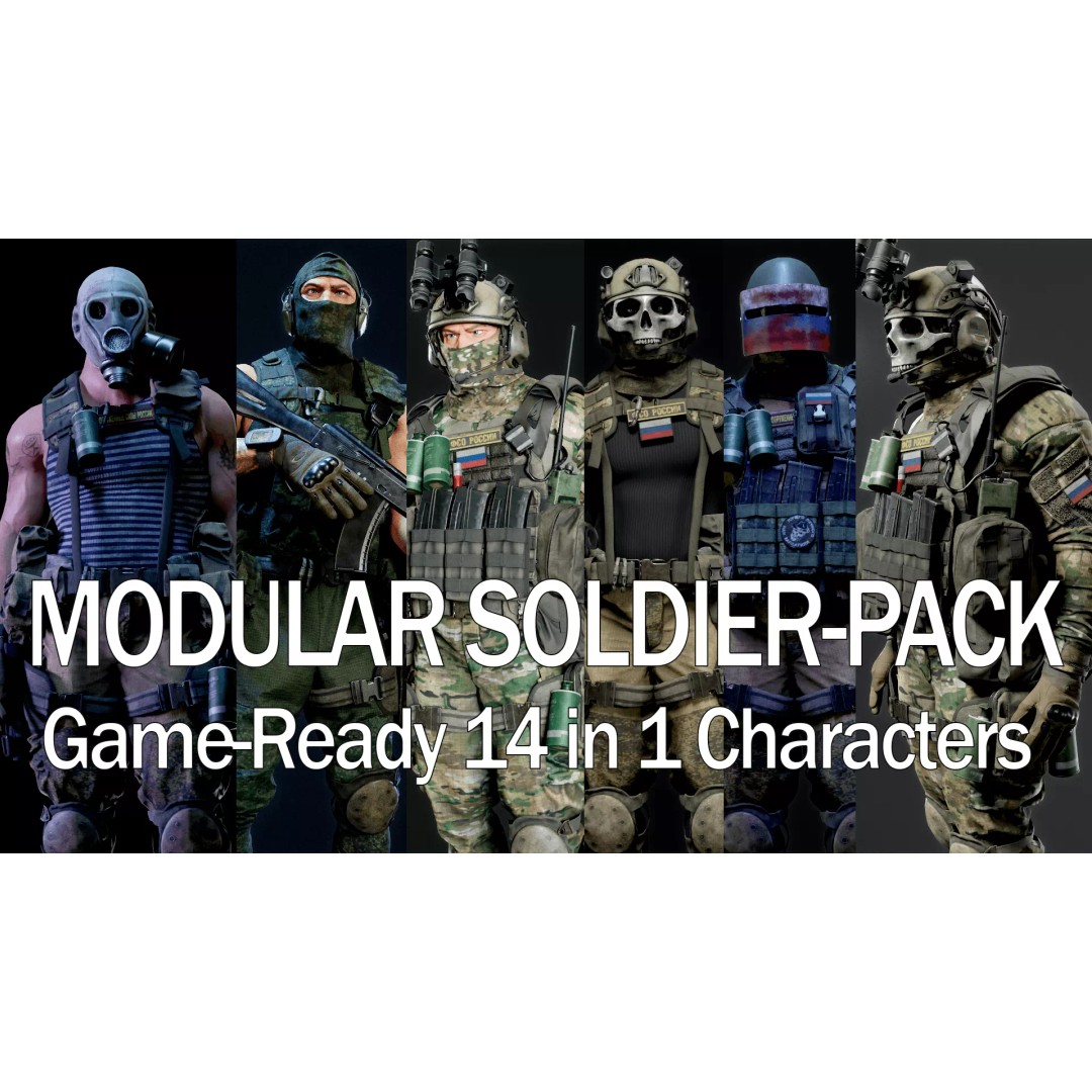 Modular Russian Soldier 3D Model – Low Poly Game Asset, FBX - View 2