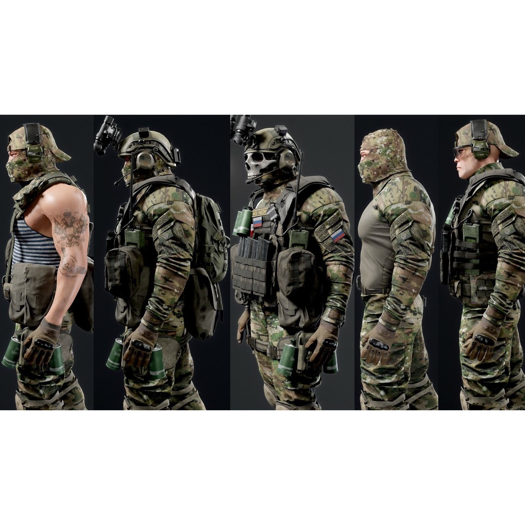 Modular Russian Soldier 3D Model – Low Poly Game Asset, FBX - View 6
