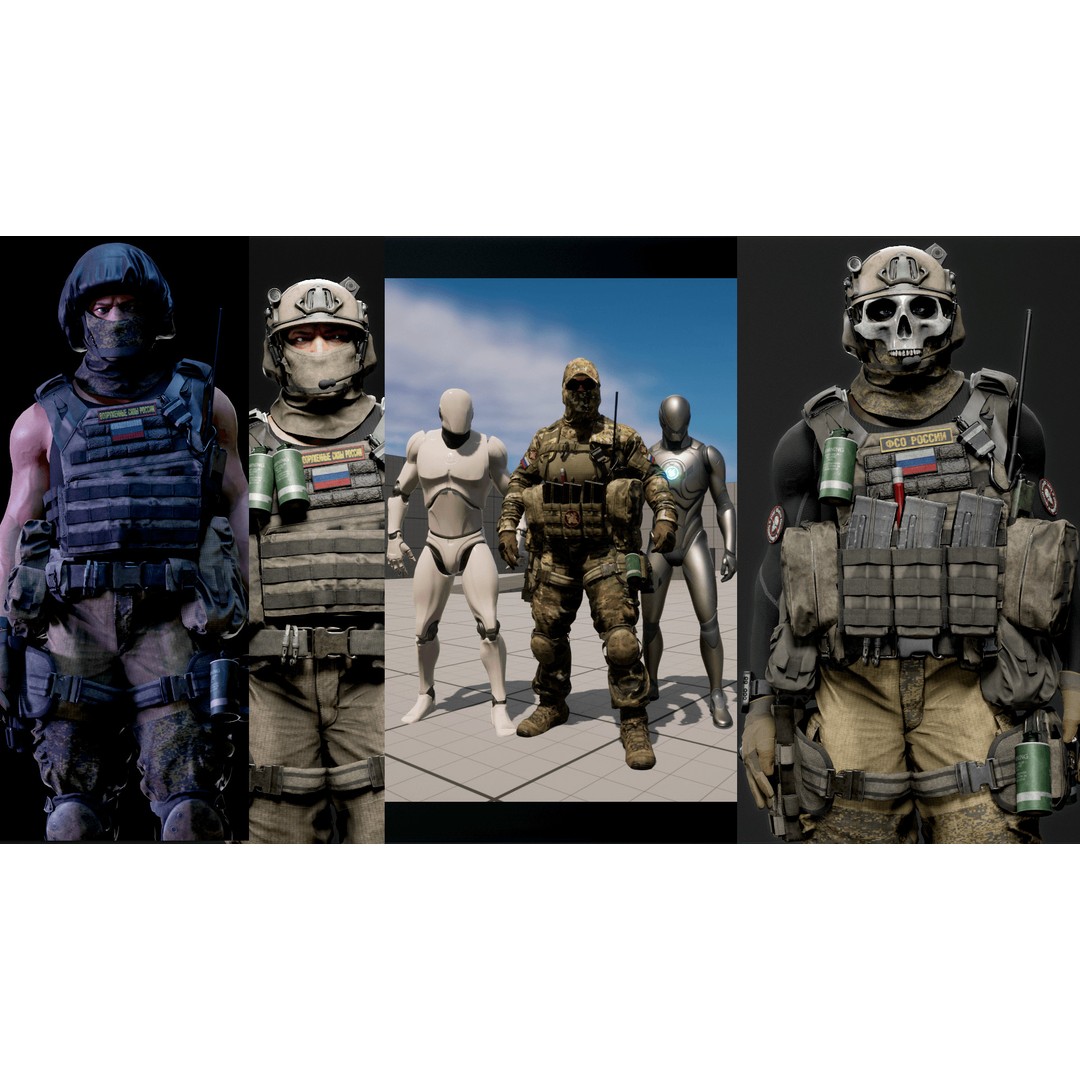Modular Russian Soldier 3D Model – Low Poly Game Asset, FBX - View 7