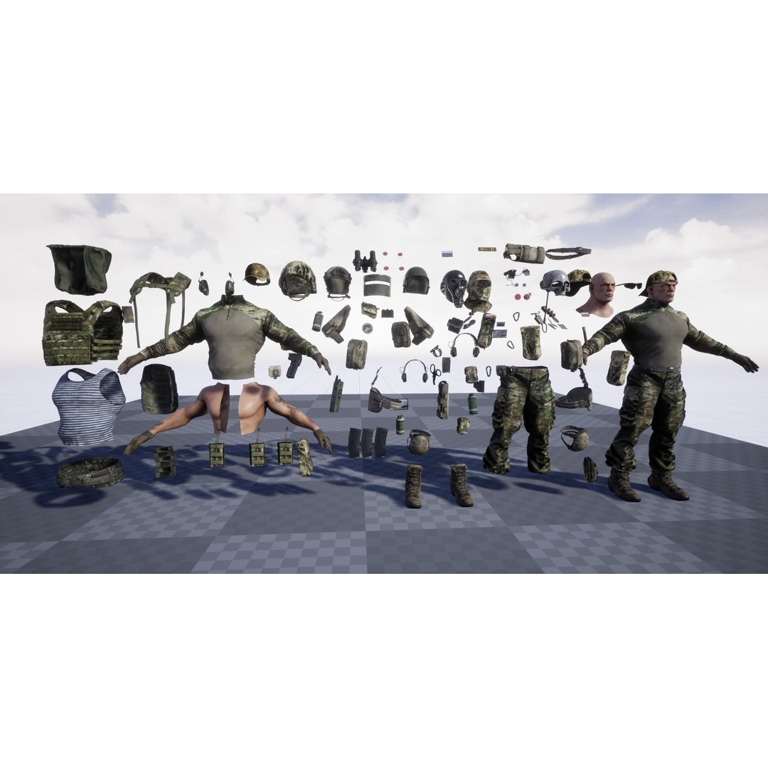 Modular Russian Soldier 3D Model – Low Poly Game Asset, FBX - View 9