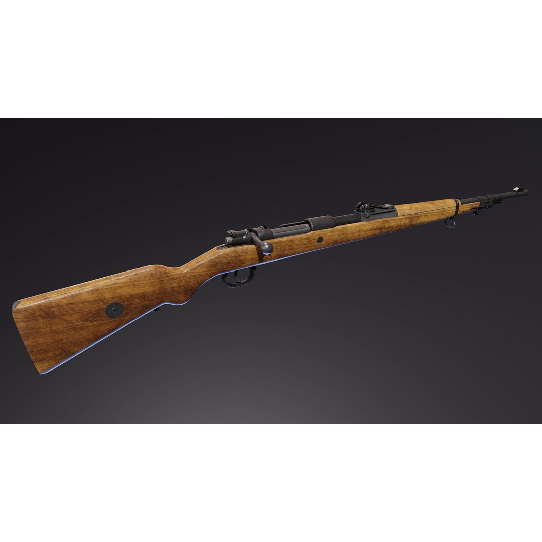 Gewehr 98 3D Model – Low Poly Bolt-Action Rifle, FBX - View 10