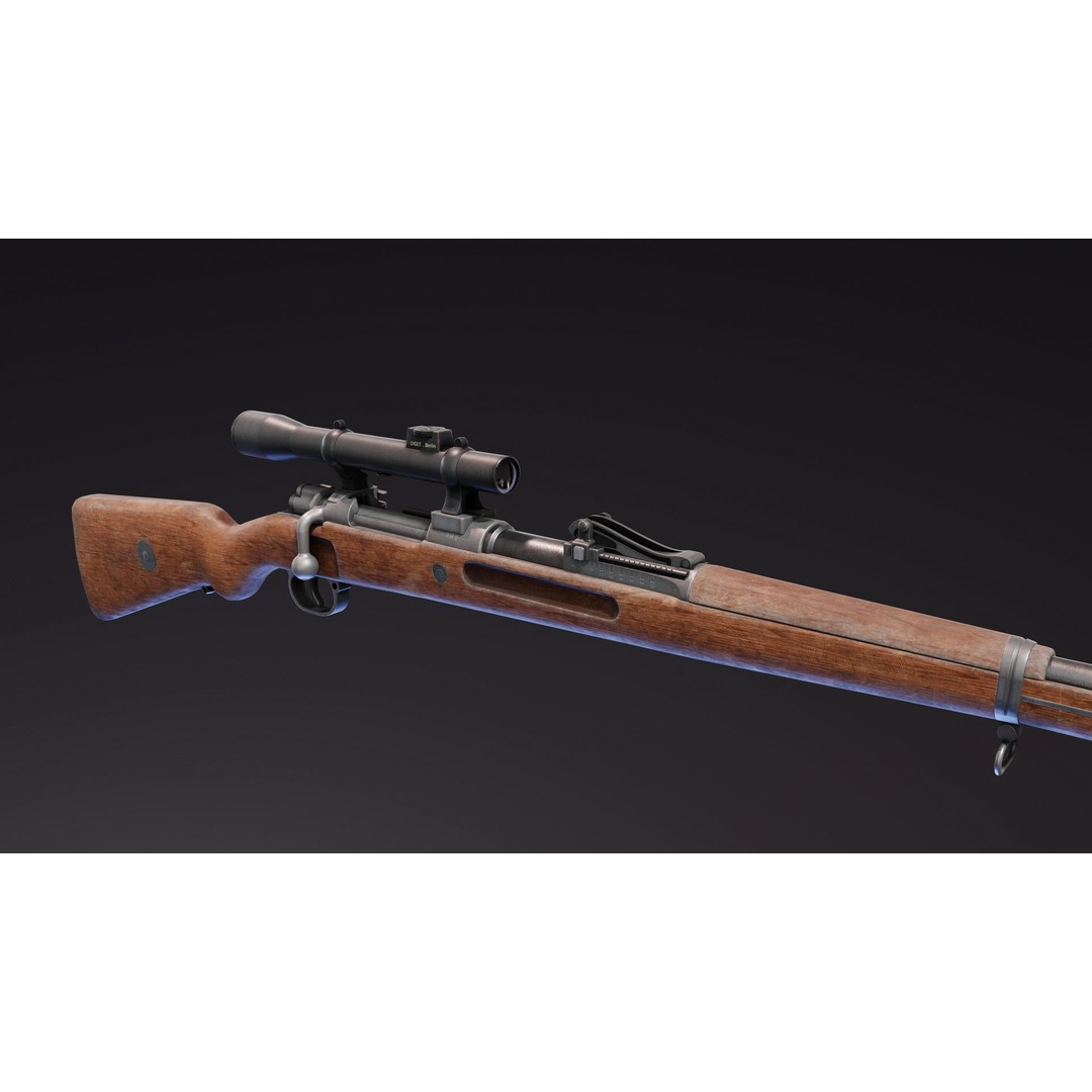 Gewehr 98 3D Model – Low Poly Bolt-Action Rifle, FBX - View 5