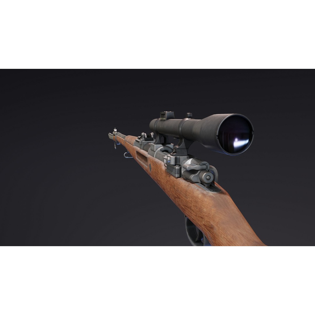 Gewehr 98 3D Model – Low Poly Bolt-Action Rifle, FBX - View 6