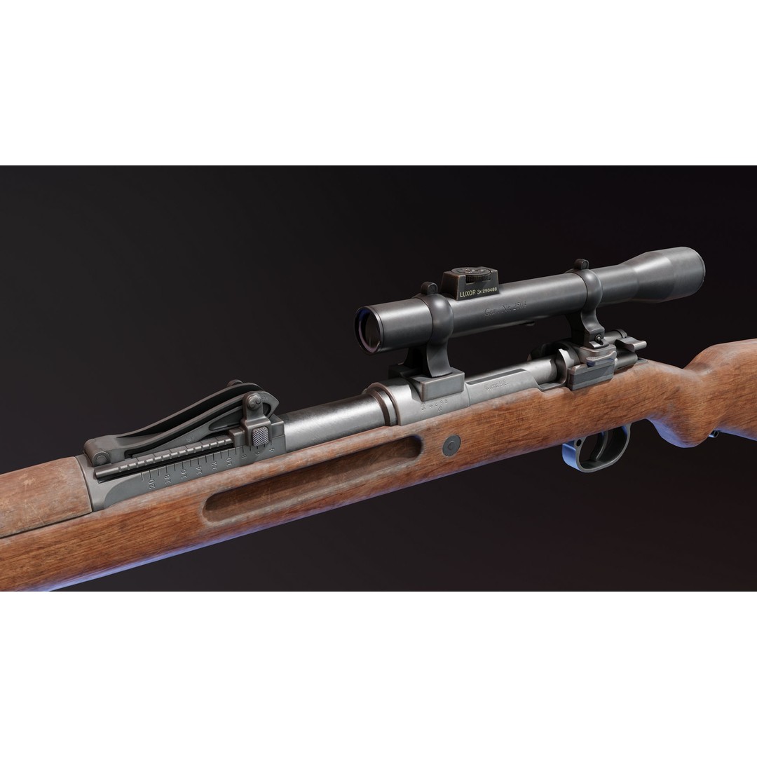 Gewehr 98 3D Model – Low Poly Bolt-Action Rifle, FBX - View 8