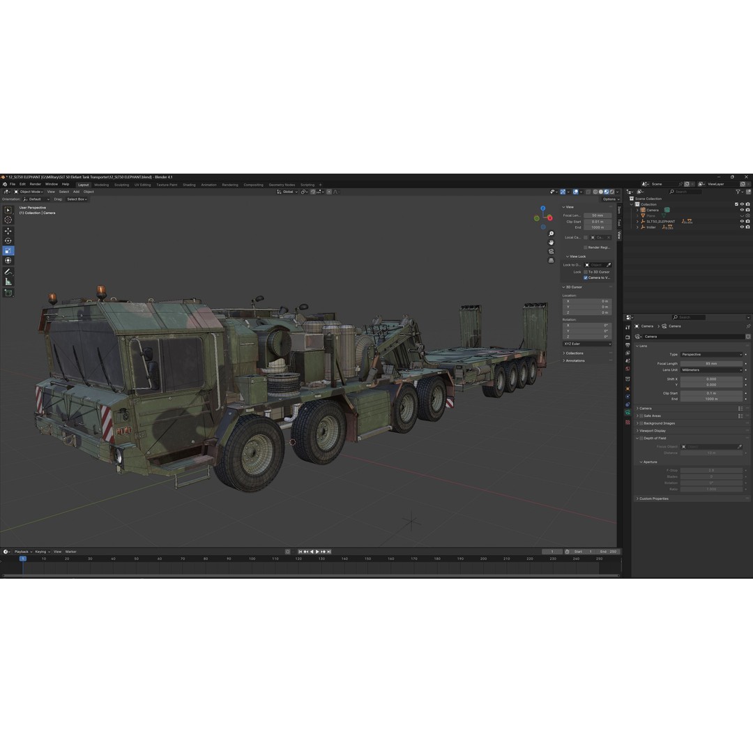 SLT 50 Elefant Tank Transporter 3D Model – Low Poly Military Vehicle, FBX