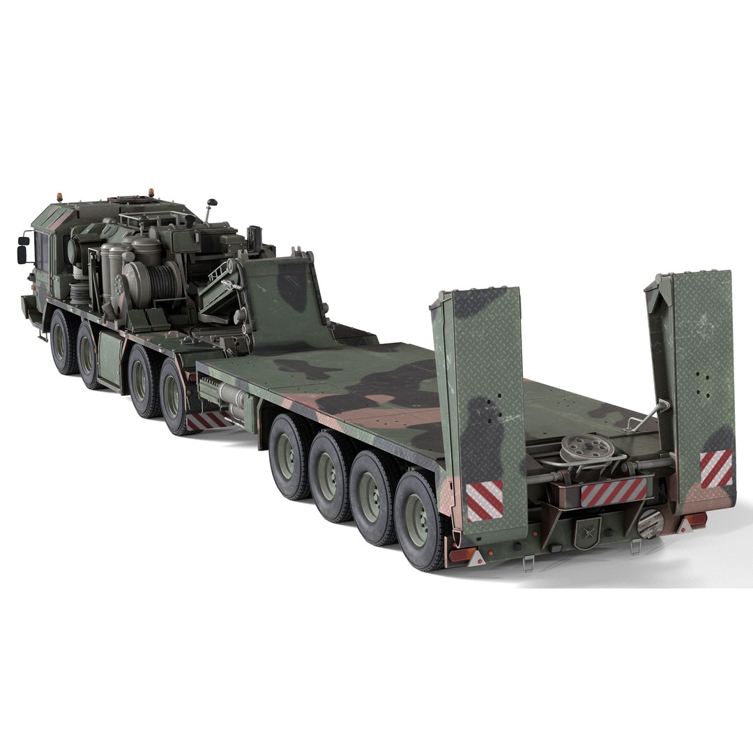 SLT 50 Elefant Tank Transporter 3D Model – Low Poly Military Vehicle, FBX - View 4
