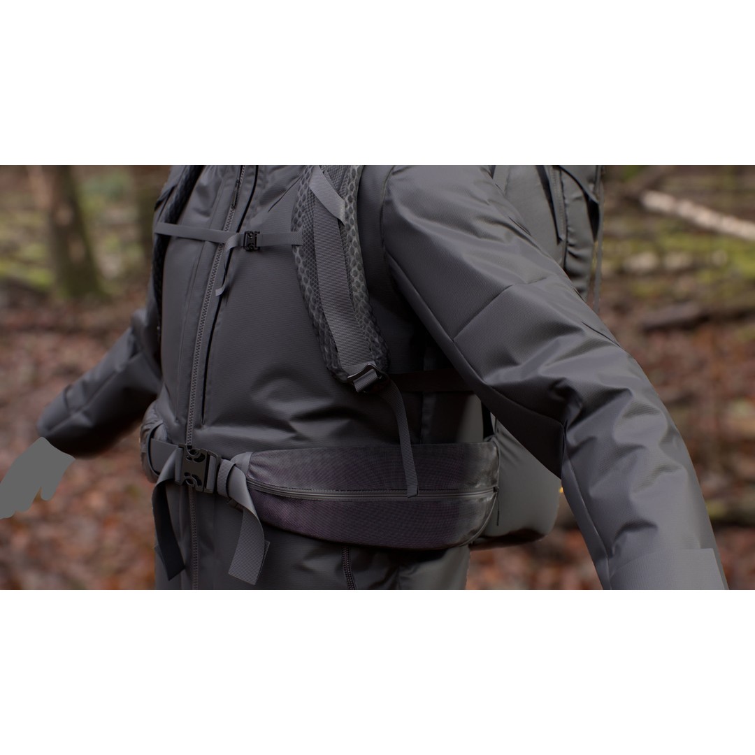 Male Hiking Outfit 3D Model – Low Poly Rigged Character, FBX, Blender - View 13