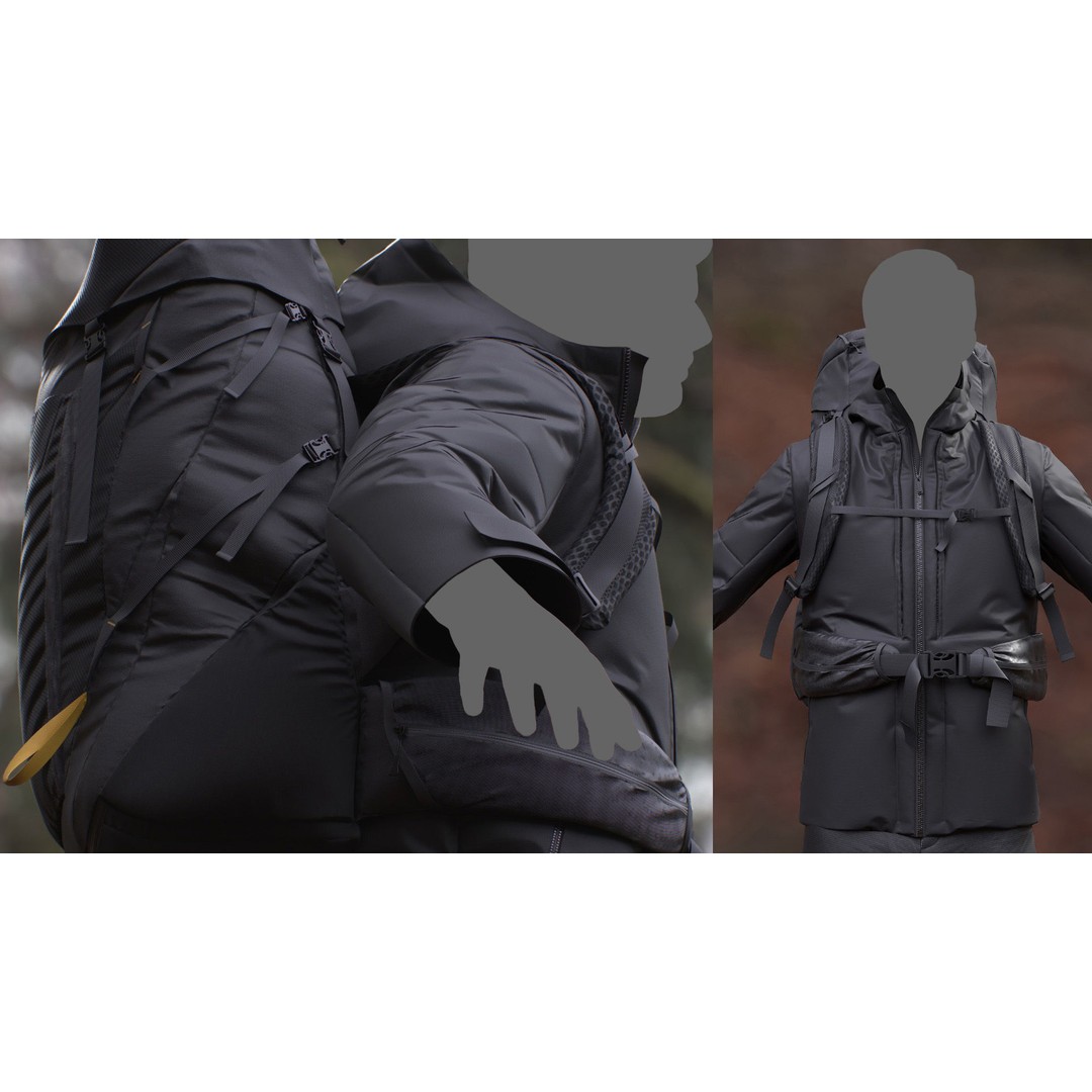 Male Hiking Outfit 3D Model – Low Poly Rigged Character, FBX, Blender - View 7