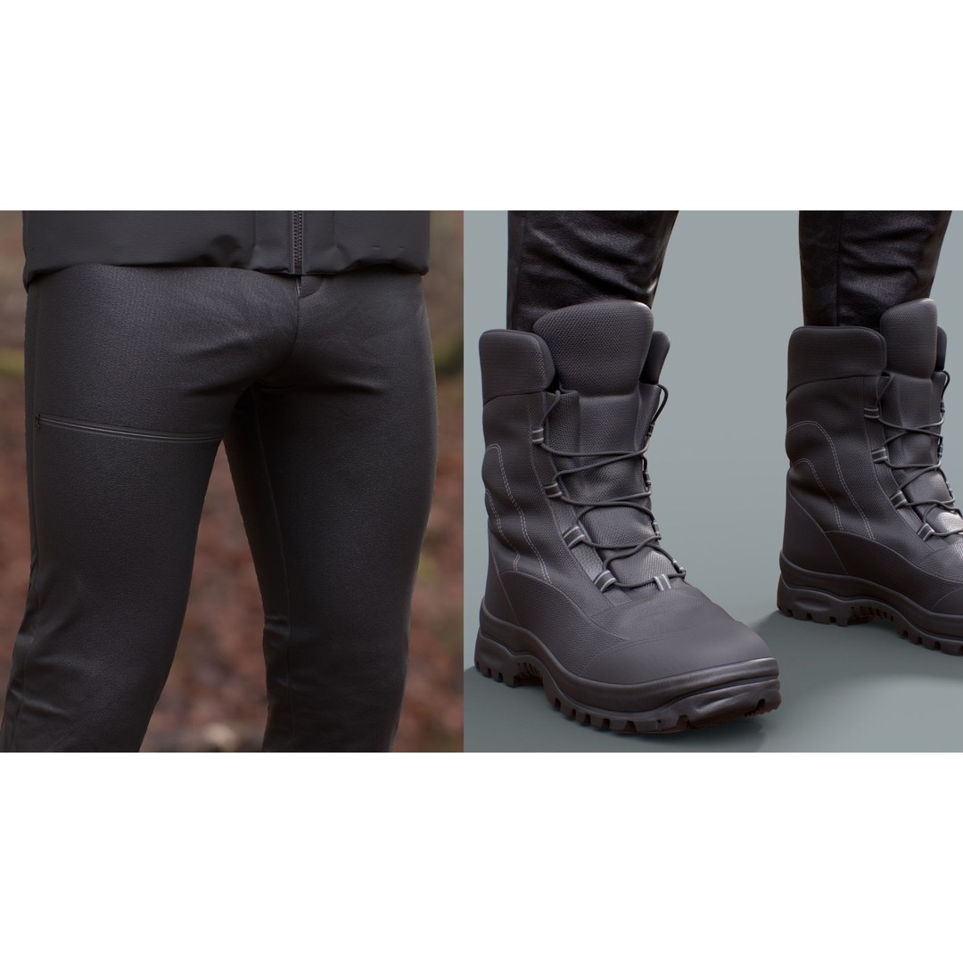Male Hiking Outfit 3D Model – Low Poly Rigged Character, FBX, Blender - View 8