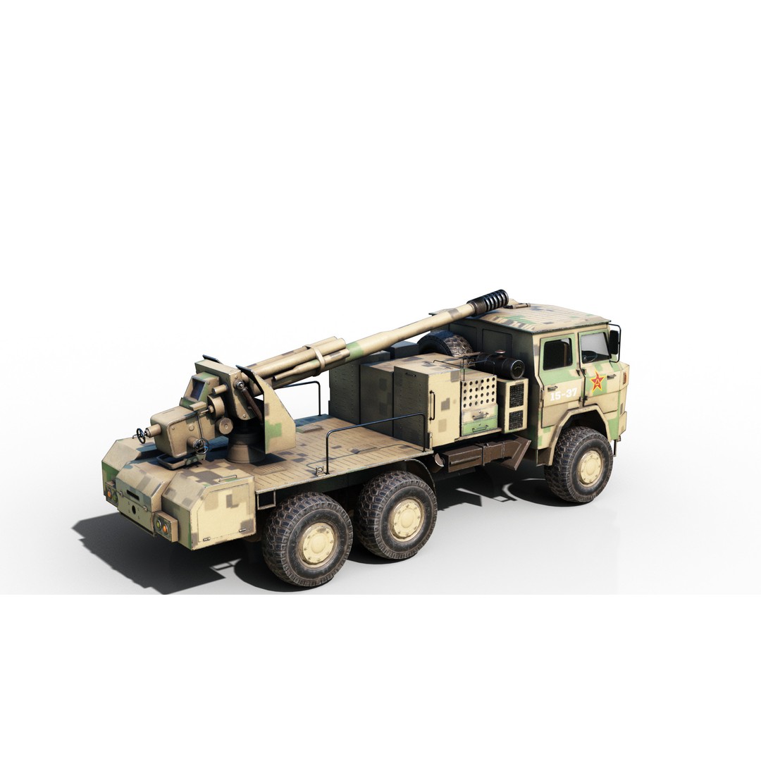Chinese Army PCL09 Howitzer 3D Model – Low Poly Military Vehicle, FBX - View 14
