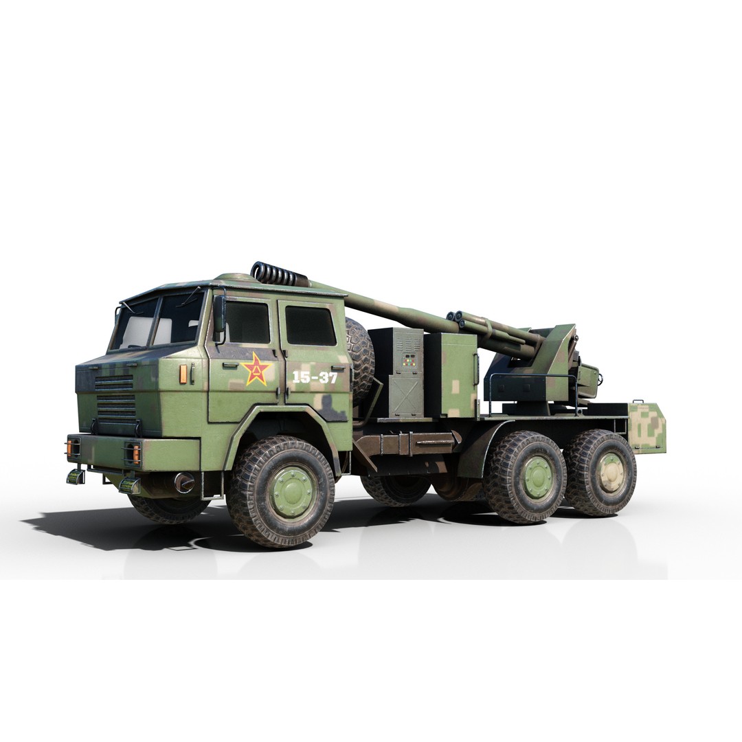 Chinese Army PCL09 Howitzer 3D Model – Low Poly Military Vehicle, FBX - View 3