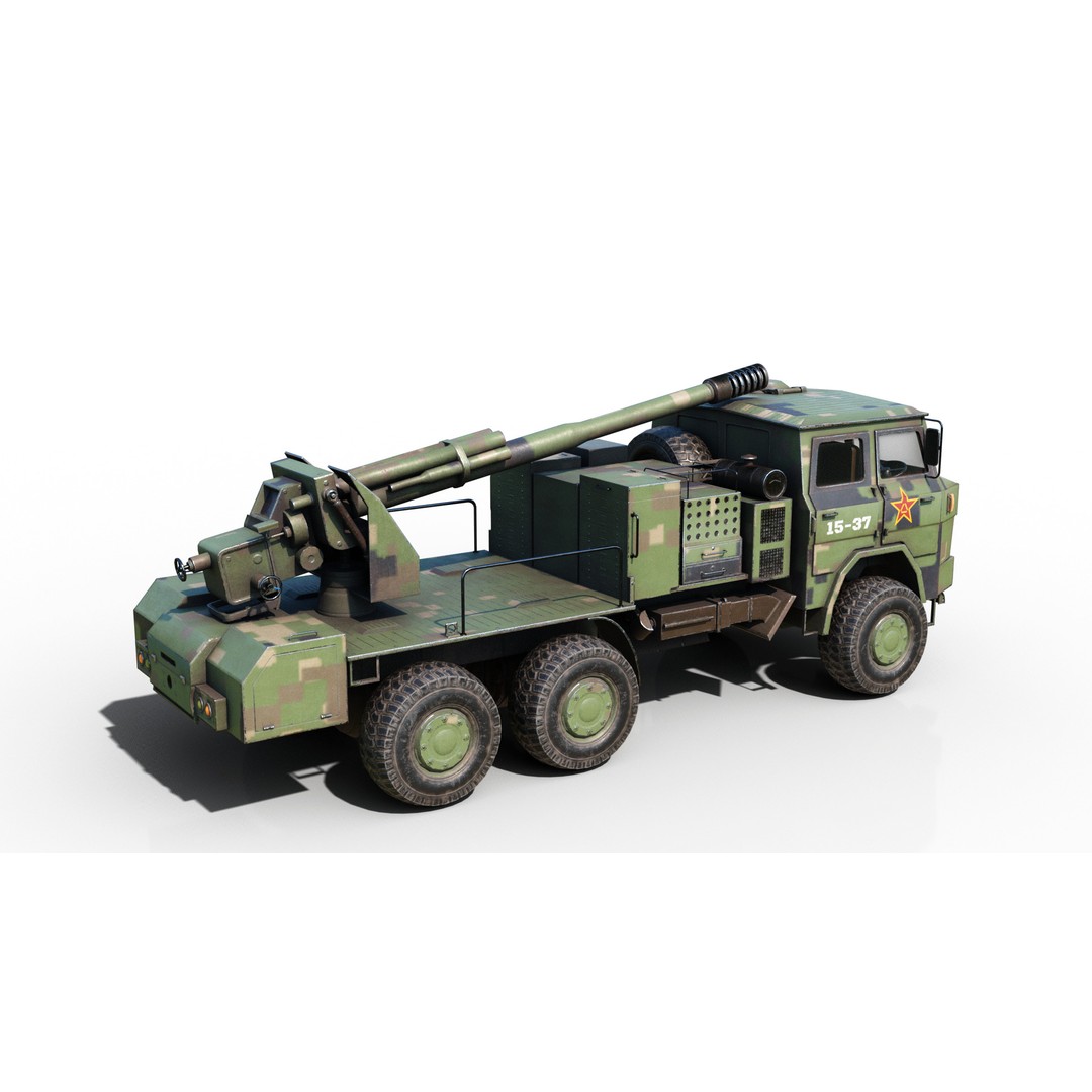 Chinese Army PCL09 Howitzer 3D Model – Low Poly Military Vehicle, FBX - View 4