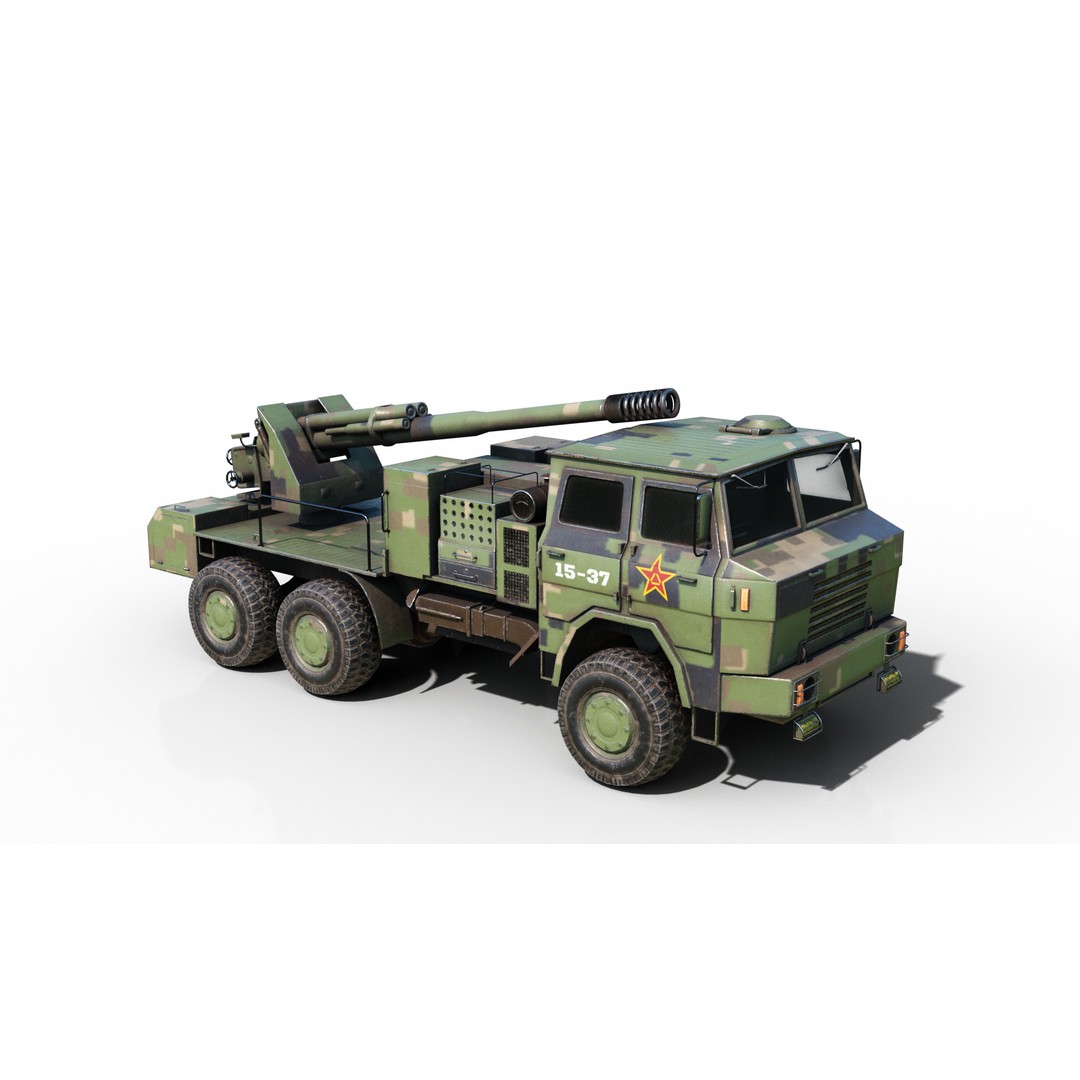 Chinese Army PCL09 Howitzer 3D Model – Low Poly Military Vehicle, FBX - View 6