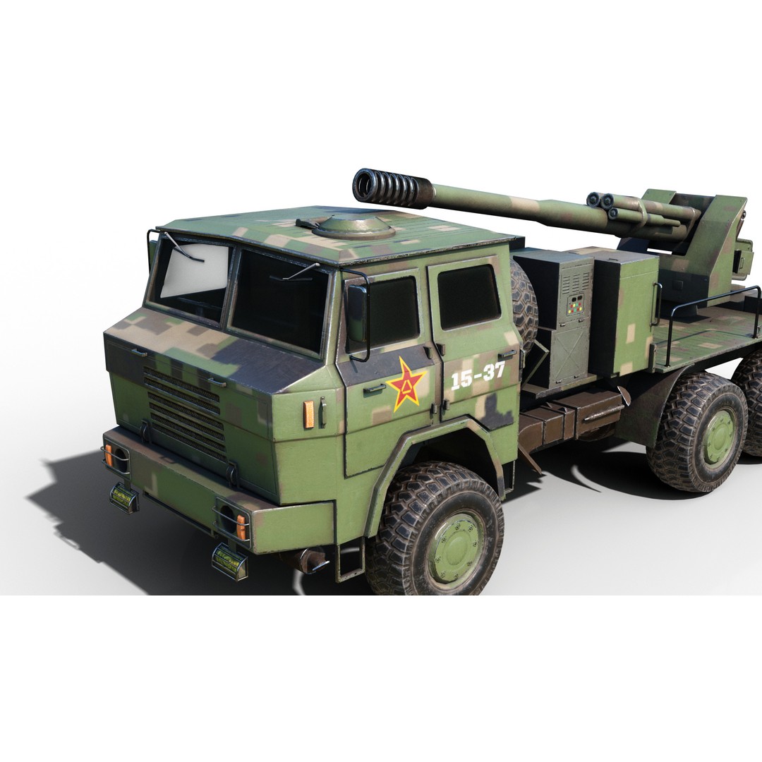 Chinese Army PCL09 Howitzer 3D Model – Low Poly Military Vehicle, FBX - View 7