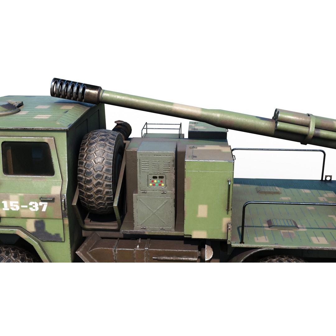 Chinese Army PCL09 Howitzer 3D Model – Low Poly Military Vehicle, FBX - View 8