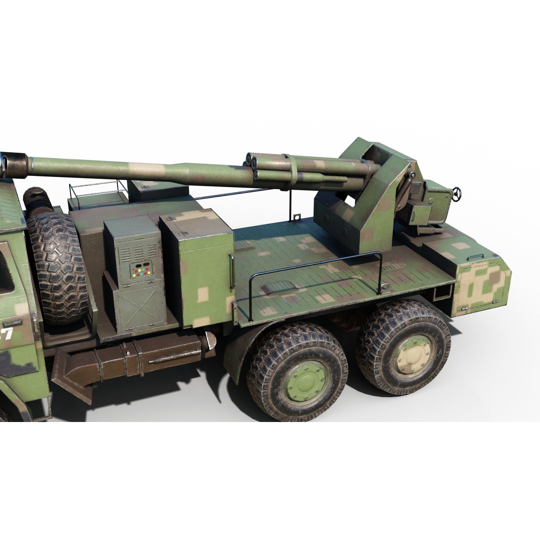 Chinese Army PCL09 Howitzer 3D Model – Low Poly Military Vehicle, FBX - View 9
