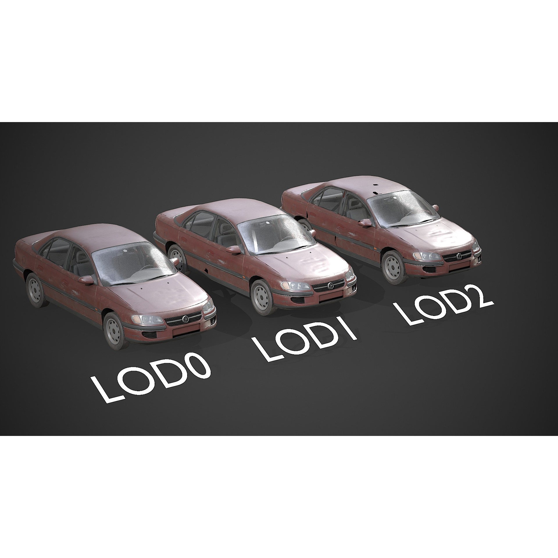 Opel Omega - Low-Poly Game-Ready 3D Model