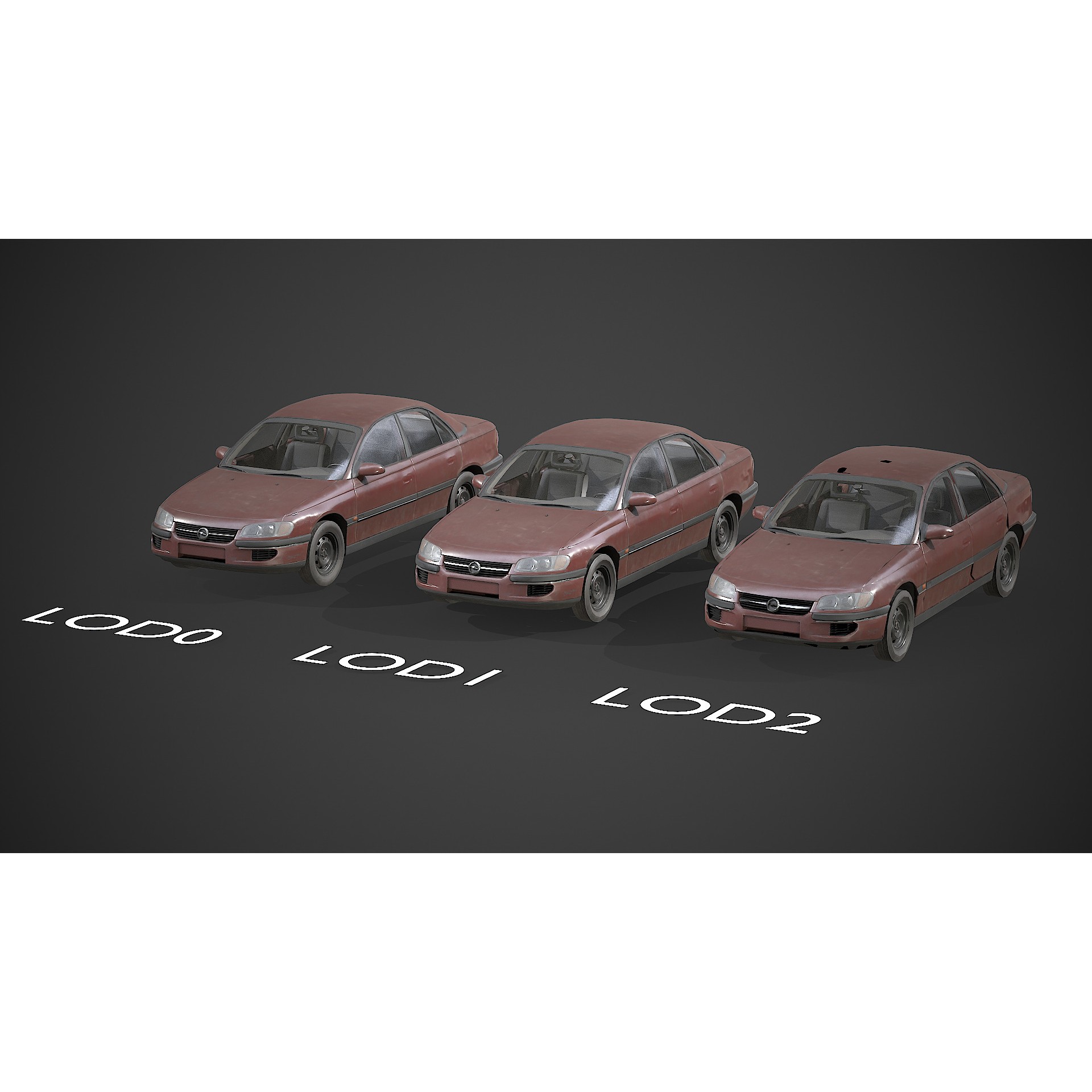 Opel Omega - Low-Poly Game-Ready 3D Model - View 17