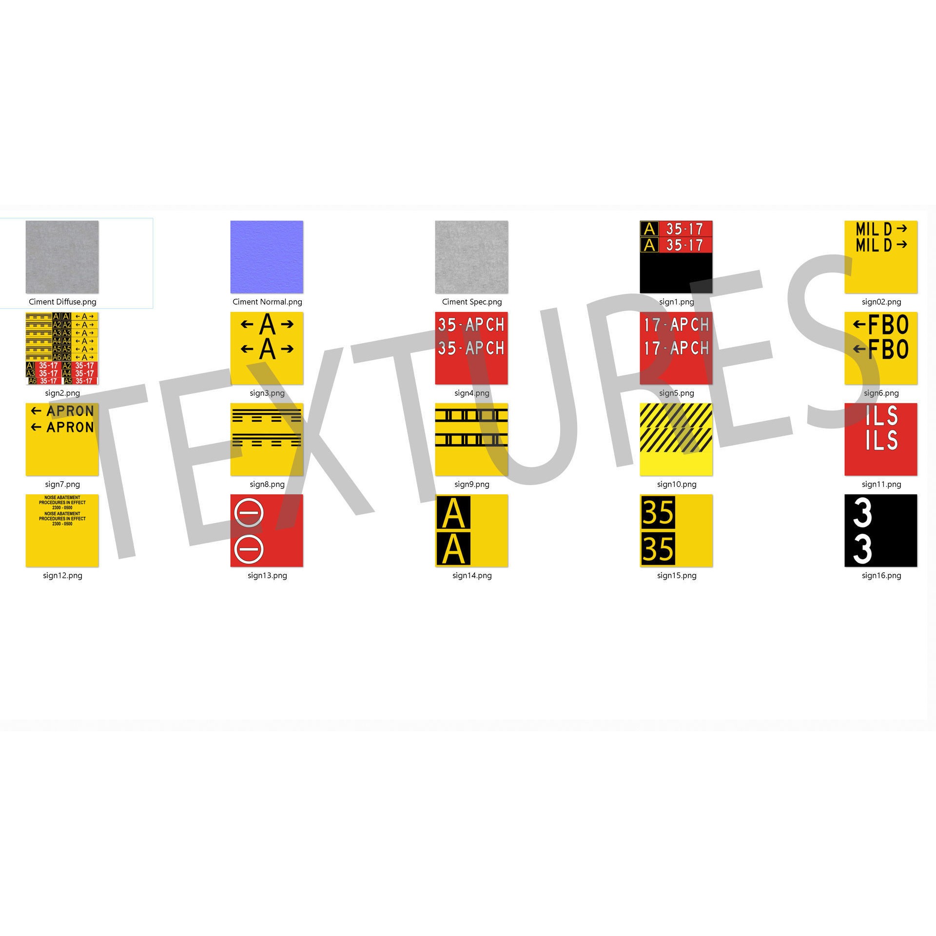 Airport Guidance Signs Pack - Low-Poly Game-Ready 3D Model