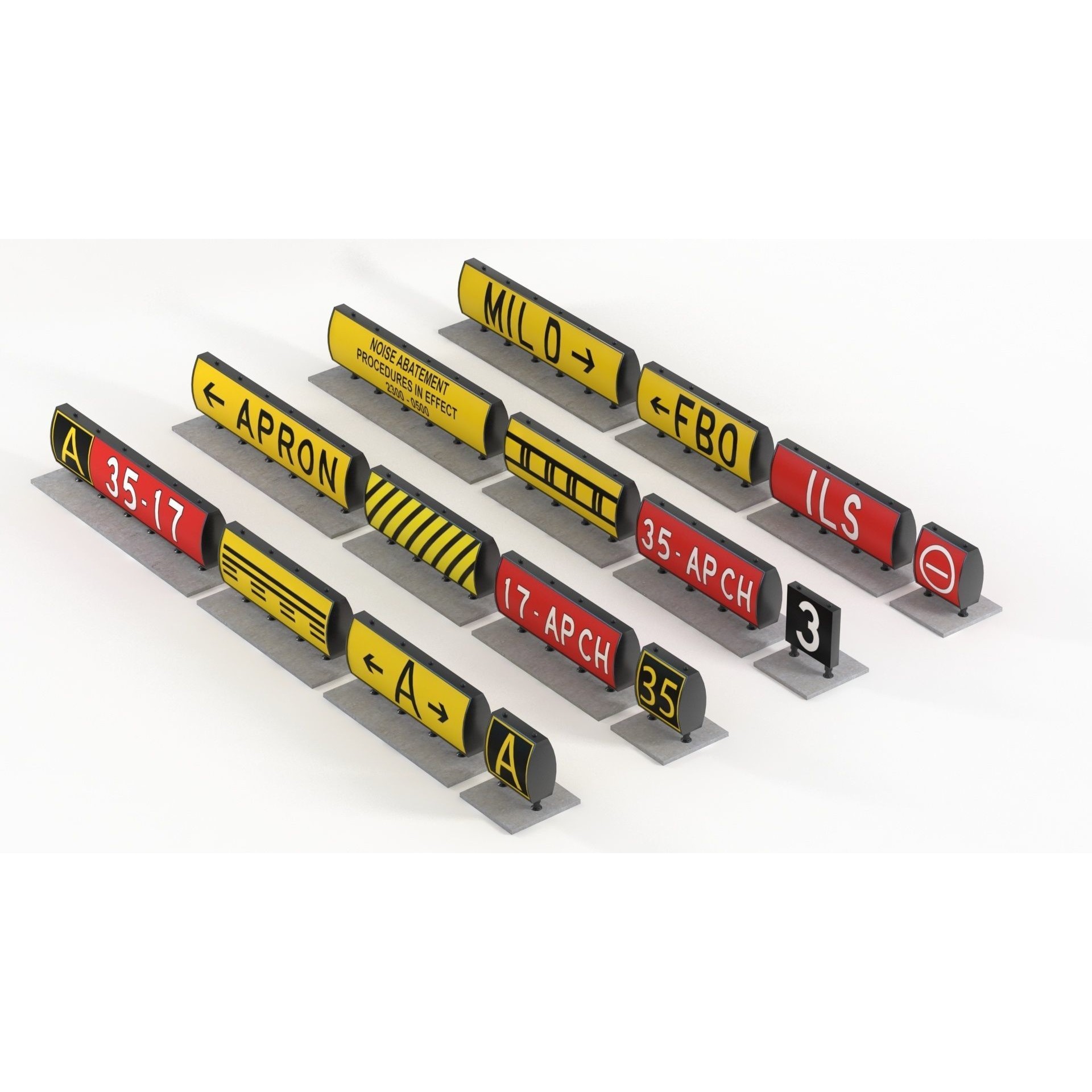 Airport Guidance Signs Pack - Low-Poly Game-Ready 3D Model - View 10