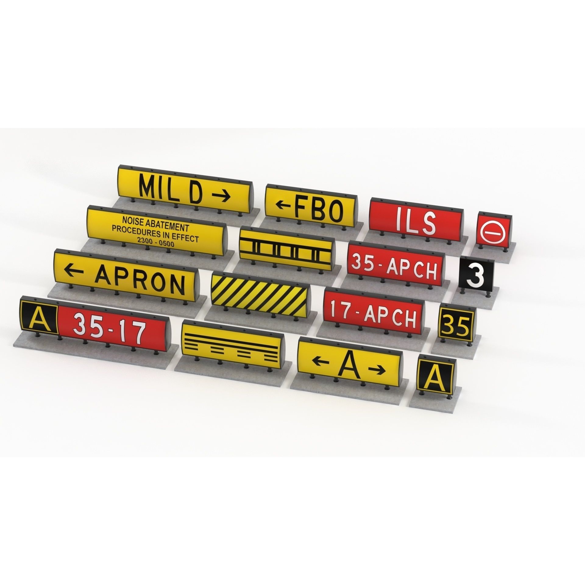 Airport Guidance Signs Pack - Low-Poly Game-Ready 3D Model - View 11
