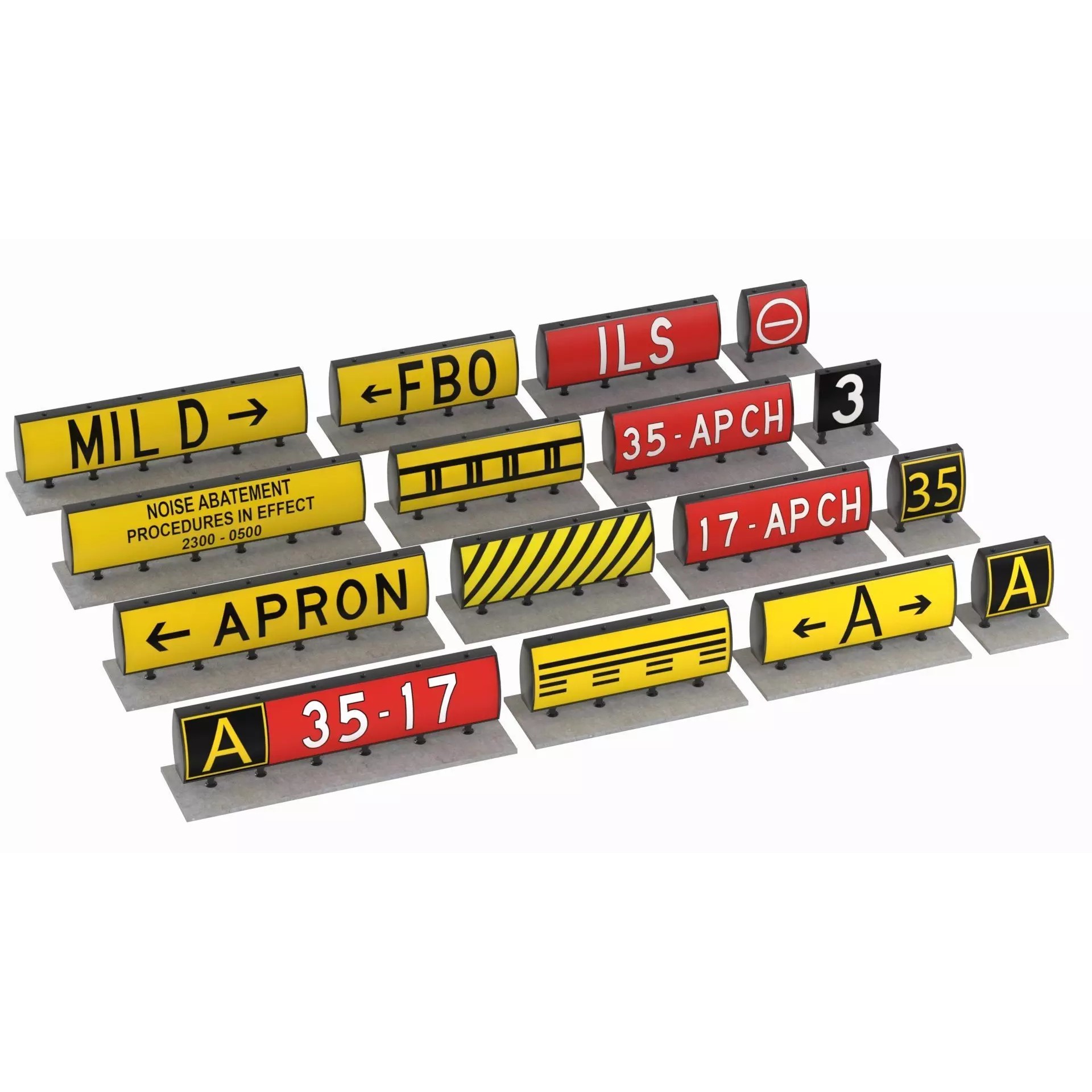 Airport Guidance Signs Pack - Low-Poly Game-Ready 3D Model - View 2