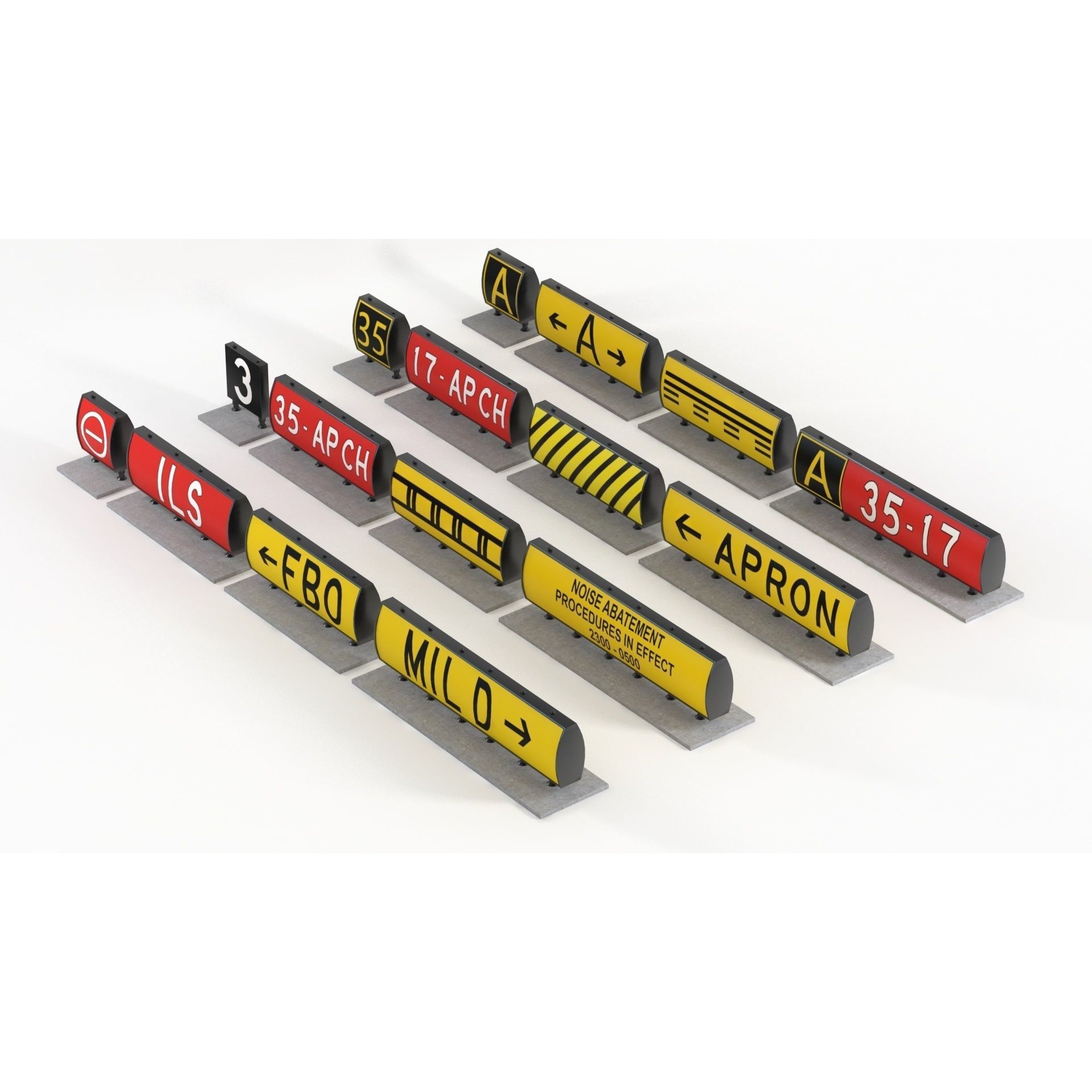 Airport Guidance Signs Pack - Low-Poly Game-Ready 3D Model - View 5