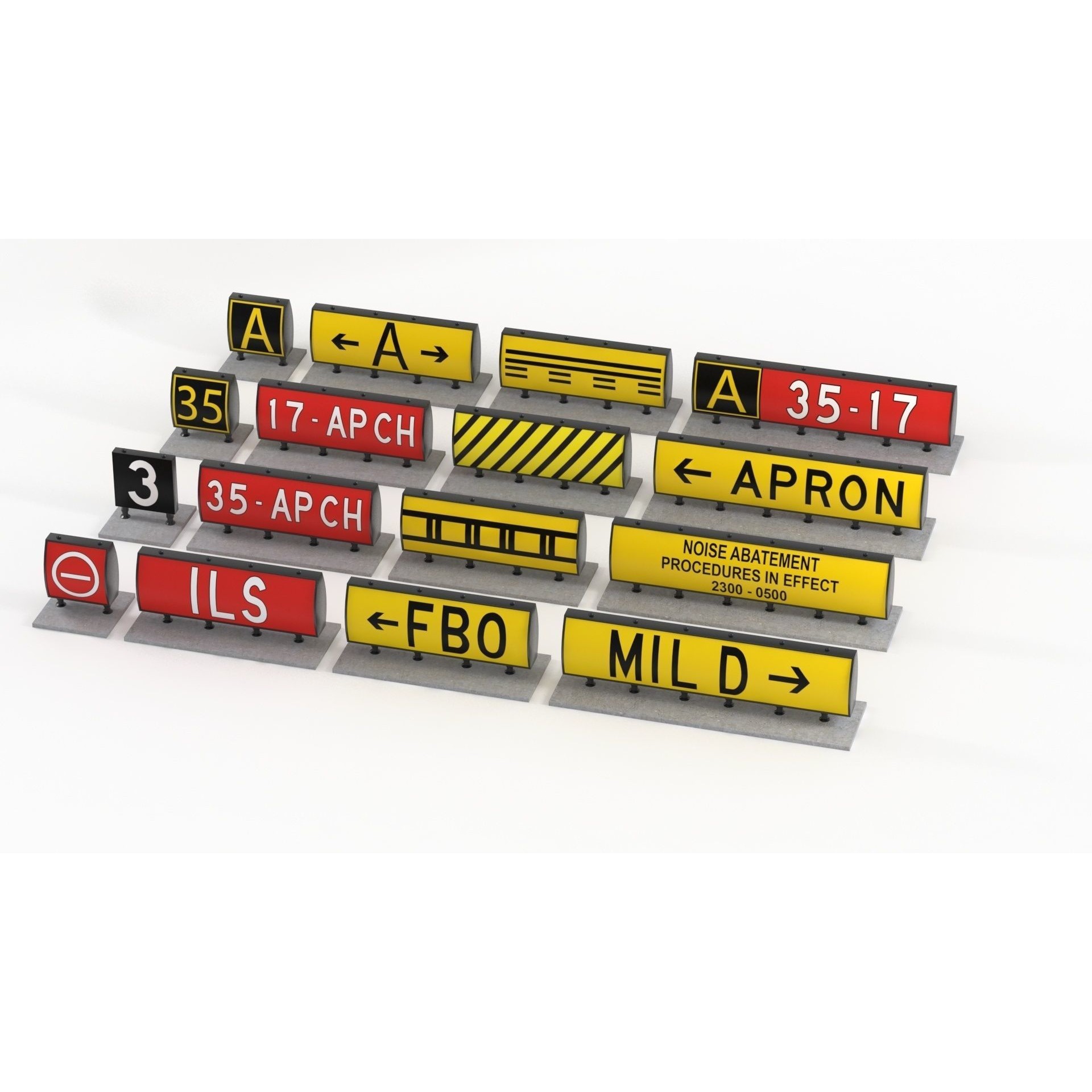 Airport Guidance Signs Pack - Low-Poly Game-Ready 3D Model - View 6