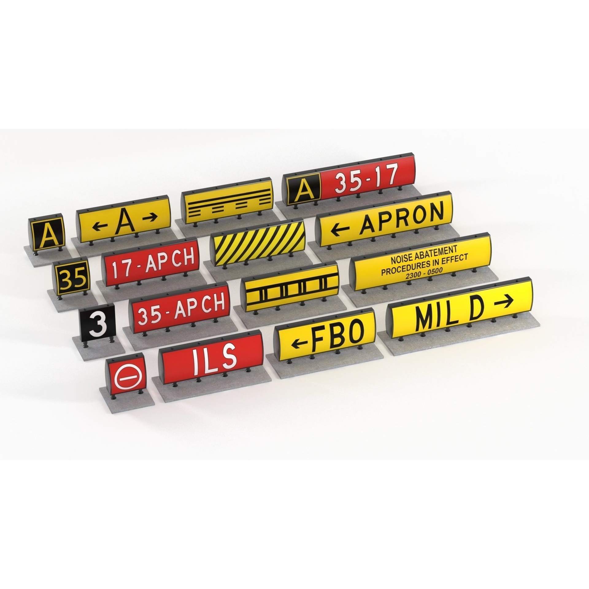 Airport Guidance Signs Pack - Low-Poly Game-Ready 3D Model - View 7