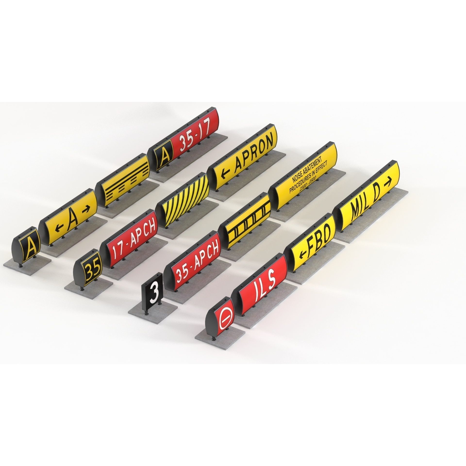 Airport Guidance Signs Pack - Low-Poly Game-Ready 3D Model - View 8