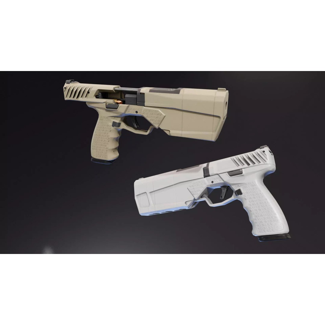 Maxim 9 Suppressed Pistol 3D Model – Low Poly Rigged Game Asset, FBX - View 2