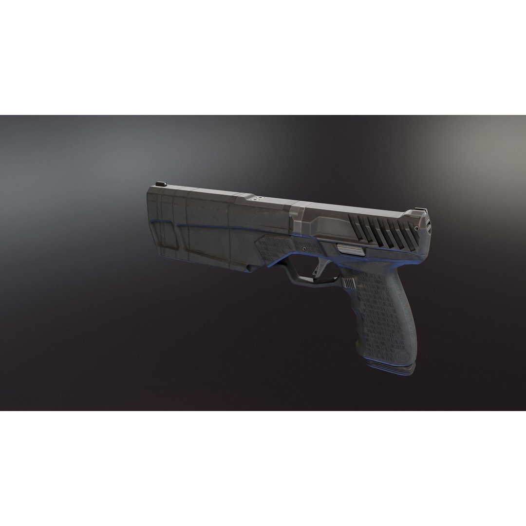 Maxim 9 Suppressed Pistol 3D Model – Low Poly Rigged Game Asset, FBX - View 3