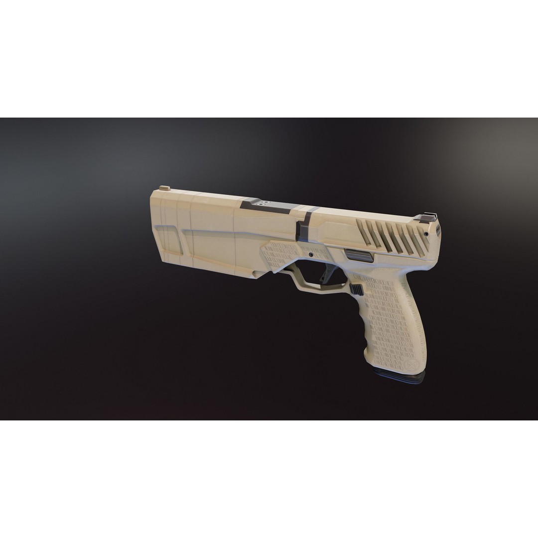 Maxim 9 Suppressed Pistol 3D Model – Low Poly Rigged Game Asset, FBX - View 4