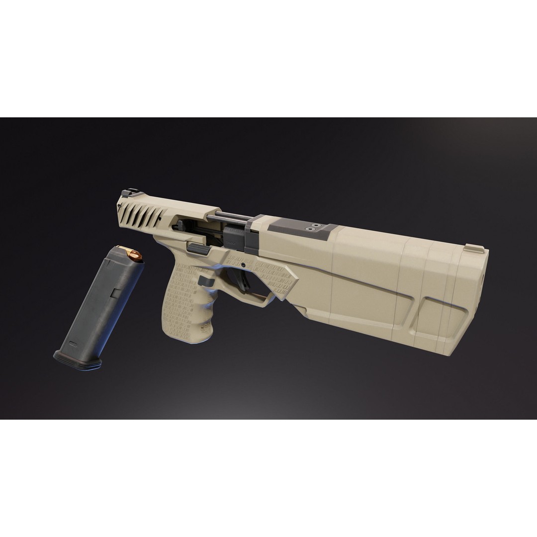 Maxim 9 Suppressed Pistol 3D Model – Low Poly Rigged Game Asset, FBX - View 7