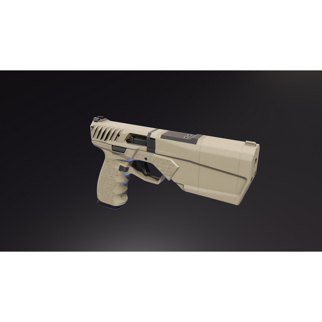 Maxim 9 Suppressed Pistol 3D Model – Low Poly Rigged Game Asset, FBX - View 8
