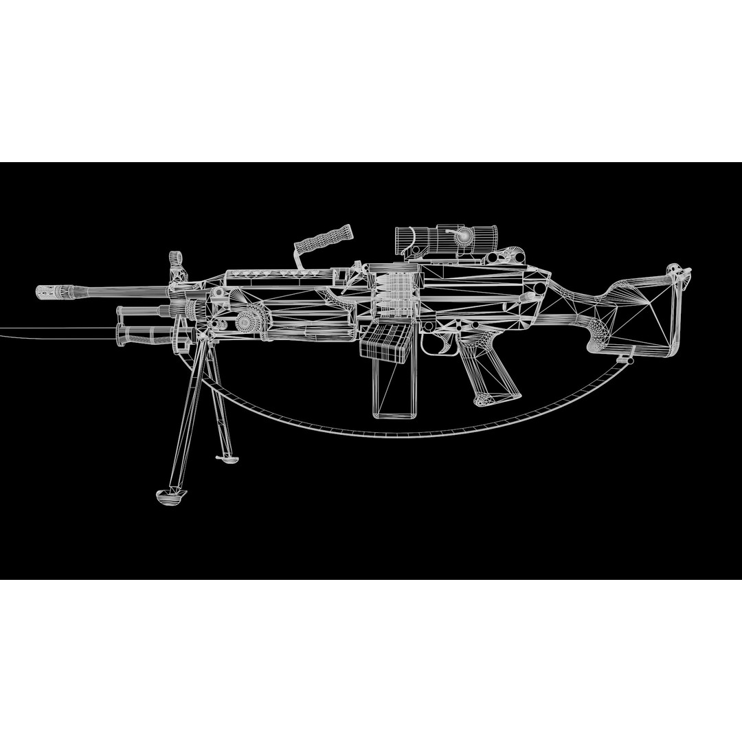M249 Light Machine Gun 3D Model – Low Poly Game Asset, FBX