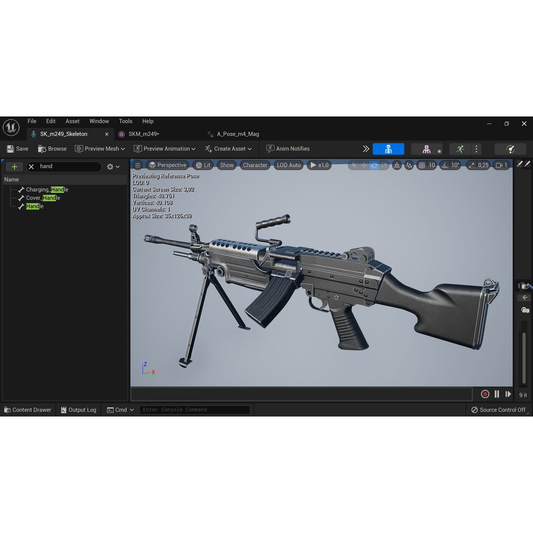 M249 Light Machine Gun 3D Model – Low Poly Game Asset, FBX - View 11
