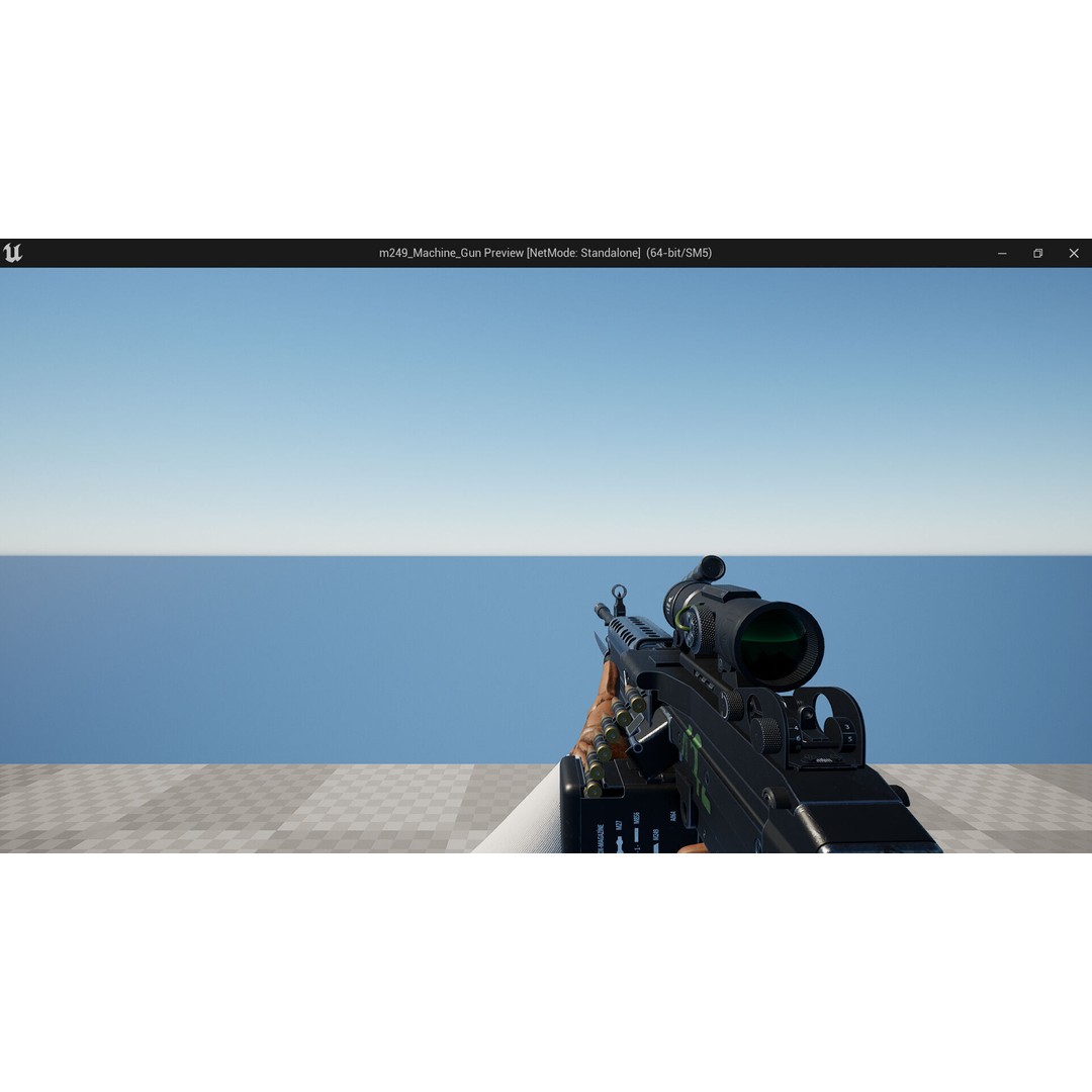 M249 Light Machine Gun 3D Model – Low Poly Game Asset, FBX - View 12