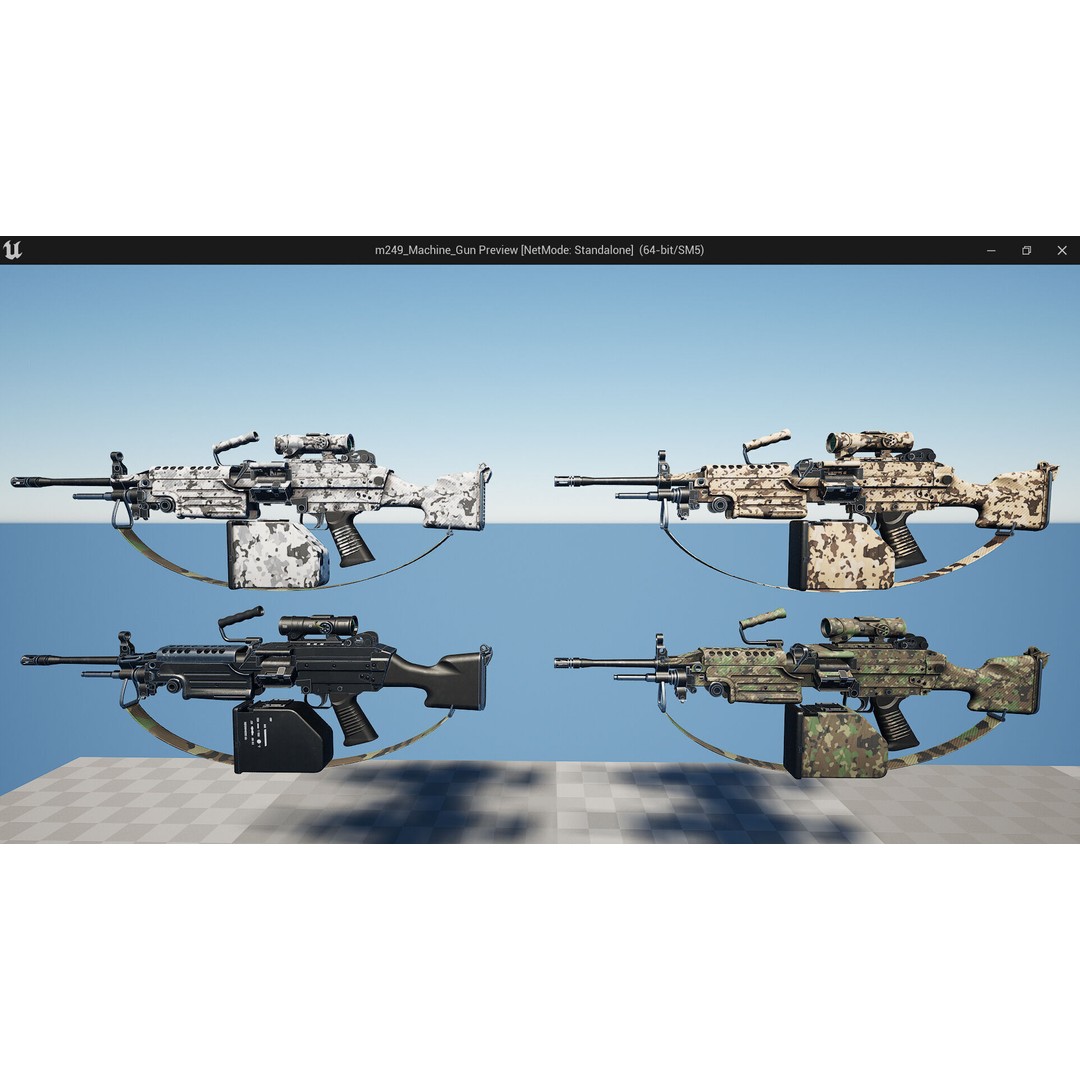 M249 Light Machine Gun 3D Model – Low Poly Game Asset, FBX - View 14