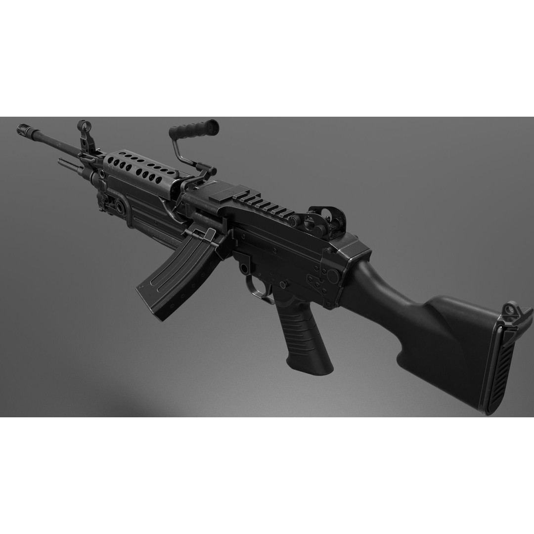 M249 Light Machine Gun 3D Model – Low Poly Game Asset, FBX - View 3