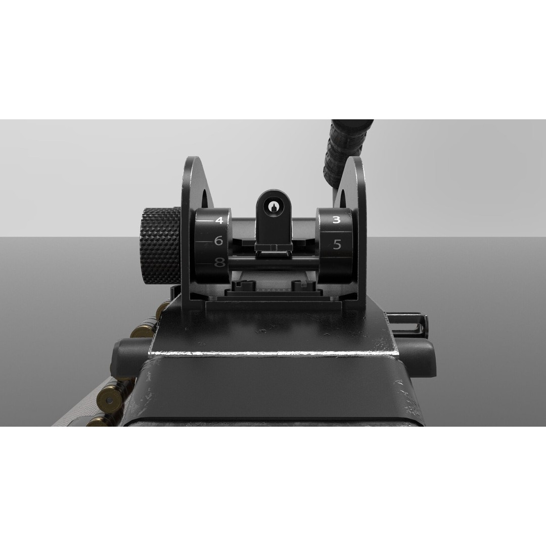 M249 Light Machine Gun 3D Model – Low Poly Game Asset, FBX - View 8