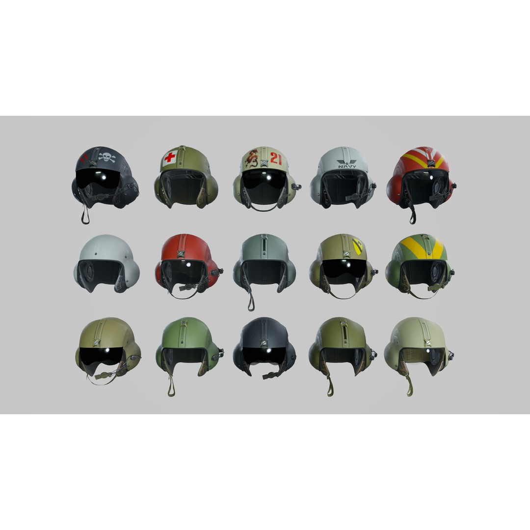 Gentex SPH4 Flight Helmet 3D Model – Low Poly Game Asset, PBR Textures - View 3