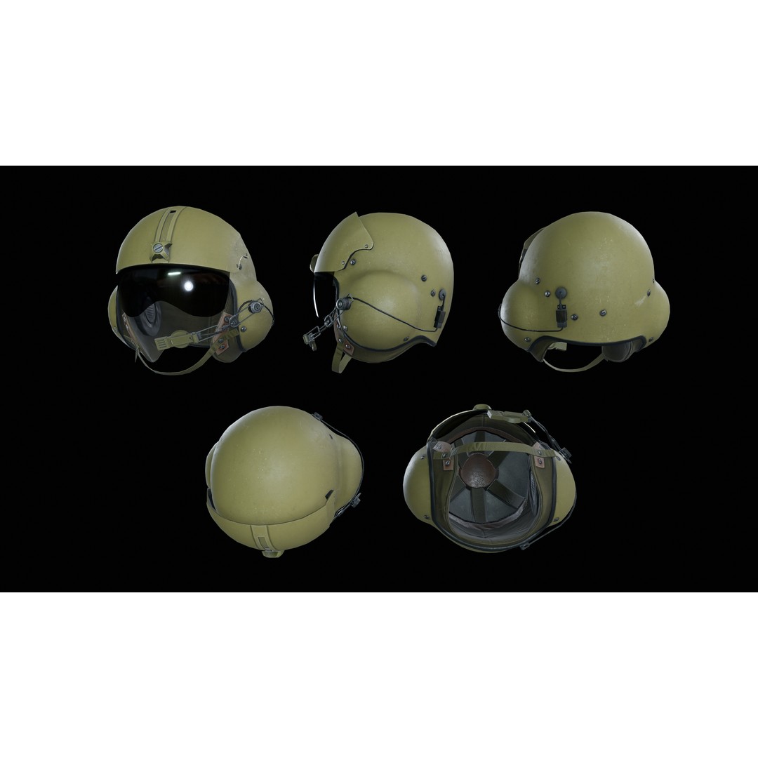 Gentex SPH4 Flight Helmet 3D Model – Low Poly Game Asset, PBR Textures - View 4