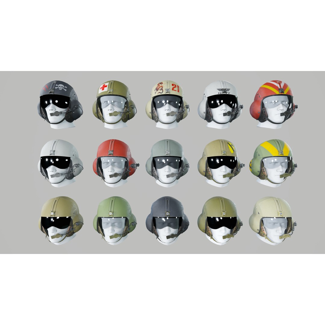 Gentex SPH4 Flight Helmet 3D Model – Low Poly Game Asset, PBR Textures - View 6