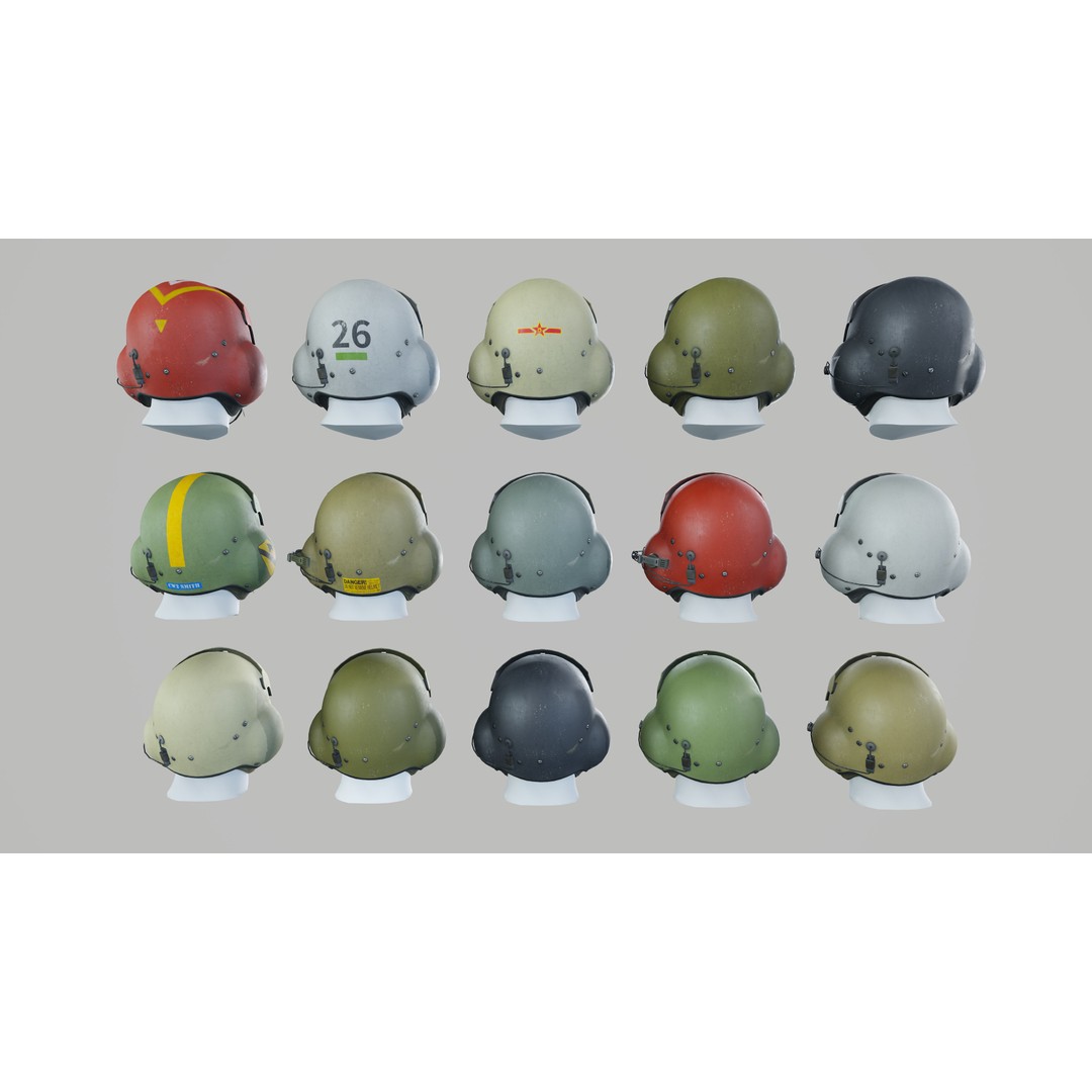 Gentex SPH4 Flight Helmet 3D Model – Low Poly Game Asset, PBR Textures - View 7