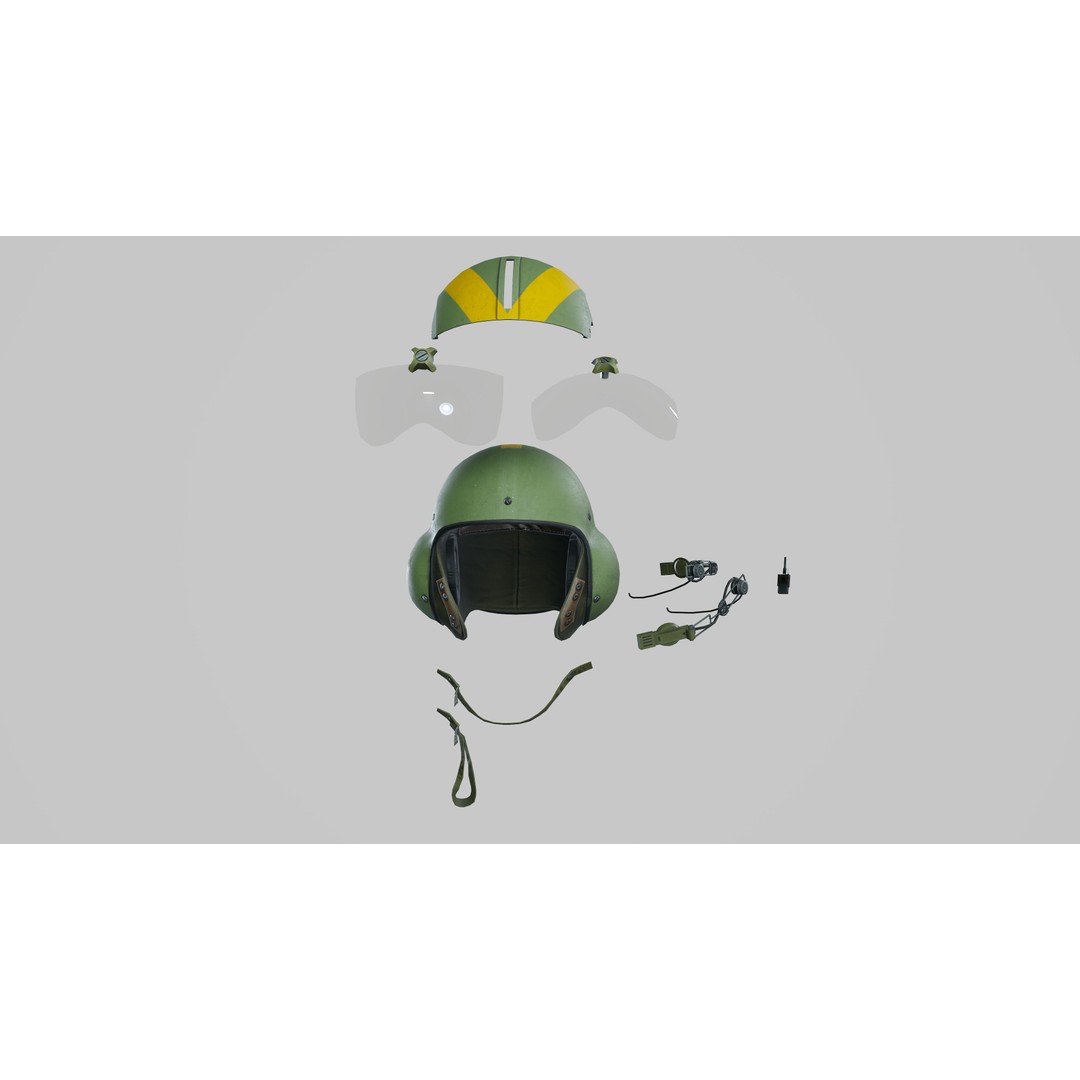 Gentex SPH4 Flight Helmet 3D Model – Low Poly Game Asset, PBR Textures - View 8