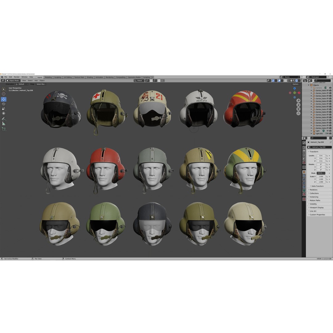 Gentex SPH4 Flight Helmet 3D Model – Low Poly Game Asset, PBR Textures - View 9