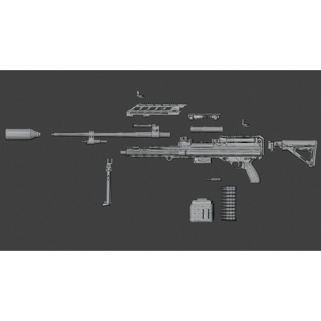 Sig MG338 3D Model – Low Poly Rigged Light Machine Gun, FBX