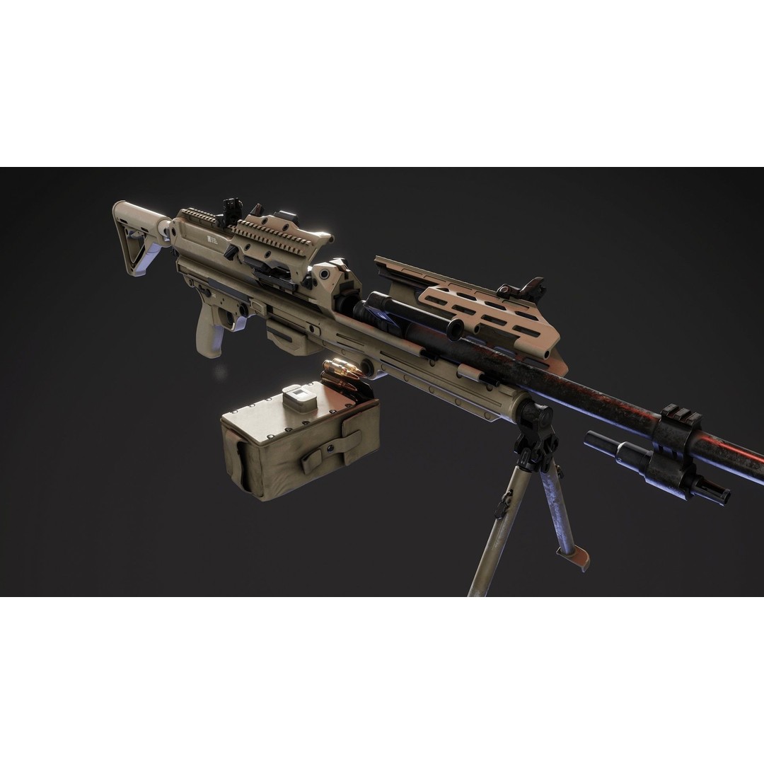 Sig MG338 3D Model – Low Poly Rigged Light Machine Gun, FBX - View 10